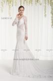 Lace Applique Beaded V-Neck Long Sleeve WEDDING DRESS